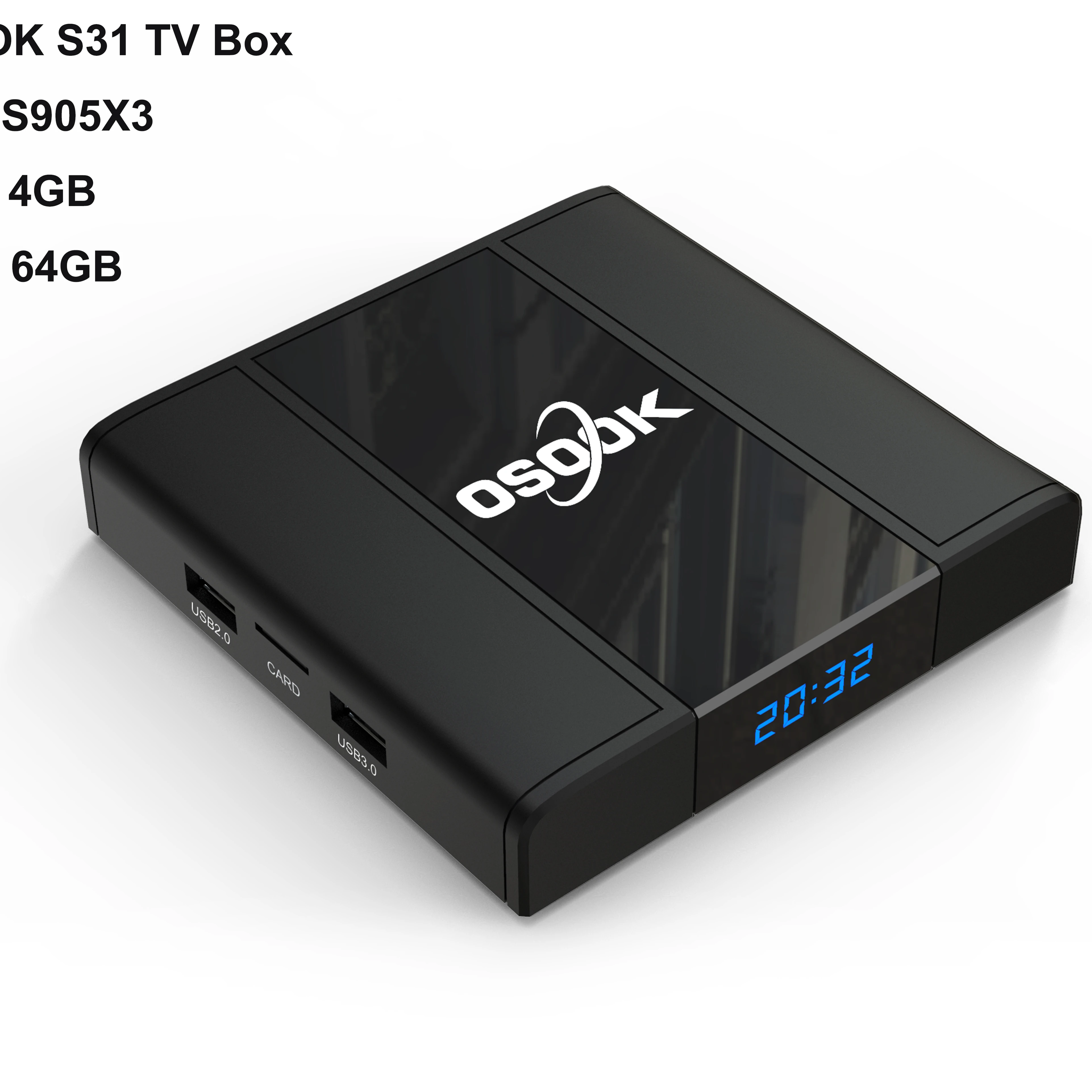 S31  S905X3  8K Android TV Box 4GB 64GB with LED display Android 9.0 OS HDR USB3.0 Gigabit Lan OEM ODM