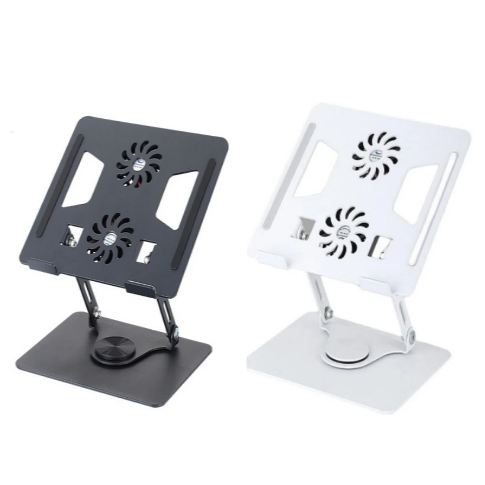 Factory Price 360 Rotating Adjustable Laptop Stand Foldable Carbon Steel Laptop Universal Holder with 2 Cooling Fans