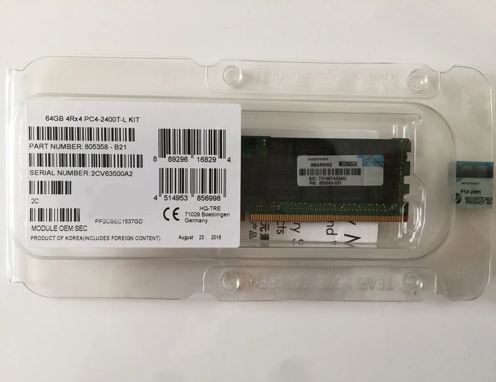 Новый HPE Серверная ОЗУ DDR4 2400 МГц PC4 ECC 64 Гб