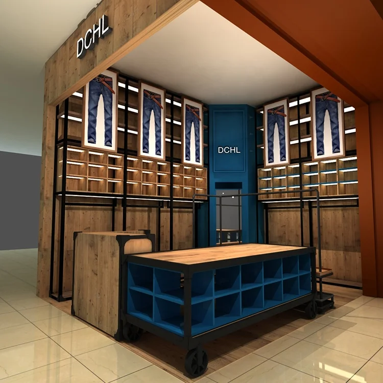 Clothing Kiosk Design and Making Whole Store Showcase Display Producing Garment Shop Furniture Clothes Rack Store Design 5 Sets