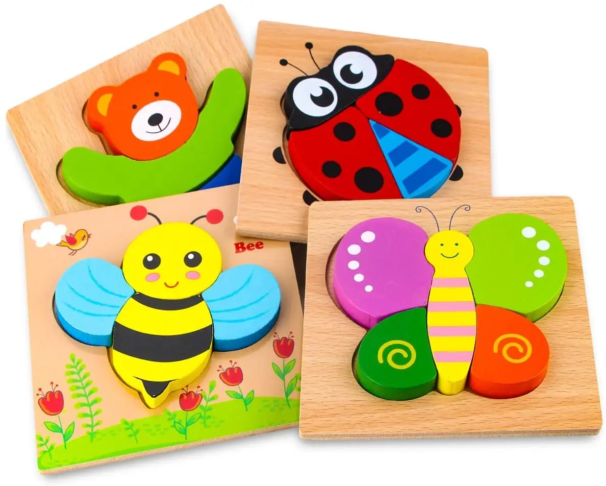 
Wooden Jigsaw Puzzles for Toddlers 1 2 3 Years Old- Boys &Girls Educational Montessori Learning Toys with 4 Animals Patterns 