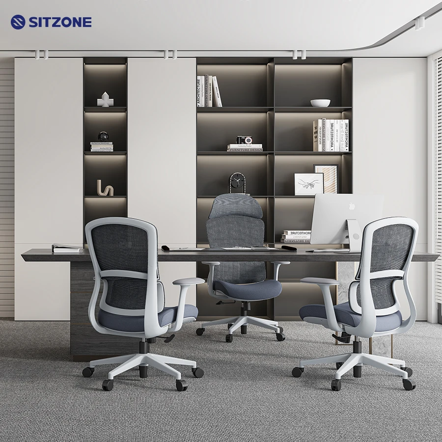 Sitzone New Director High Back Ergonomic Breathable Mesh Office Chair Swivel Office Adjustable Work Staff Chair