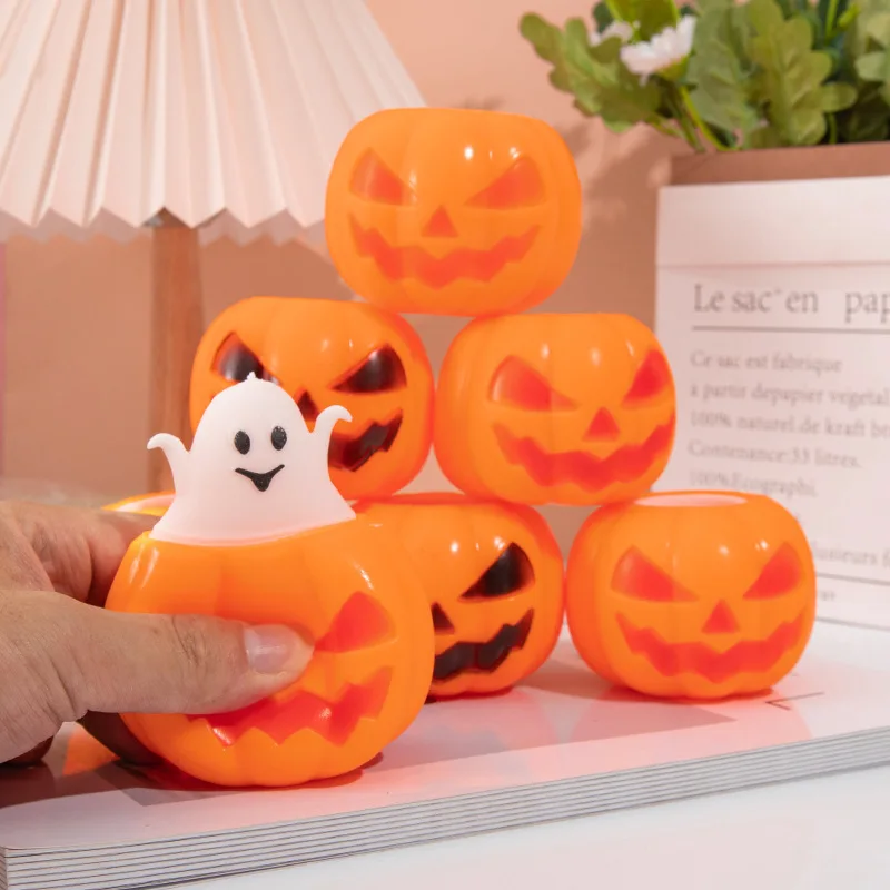 Halloween Wholesale Halloween Squishy Pumpkin Cup Squeeze Toys Kids Adult Stress Relief Funny Novelty TPR Toys