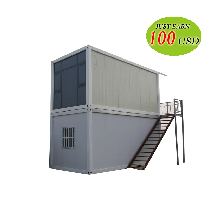 
two story glass Container Modular Prefabricated House 1 bedroom container house 