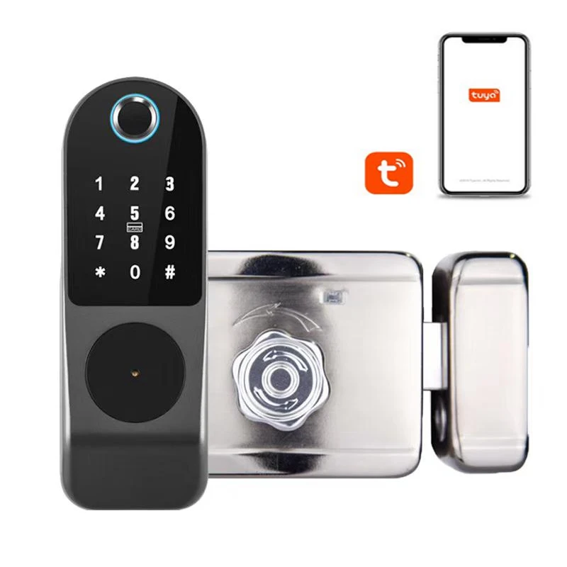 wifi fingerprint gate cylinder door lock  fingerprint/ password/ IC card /mechanical keys Tuya smartphone  control
