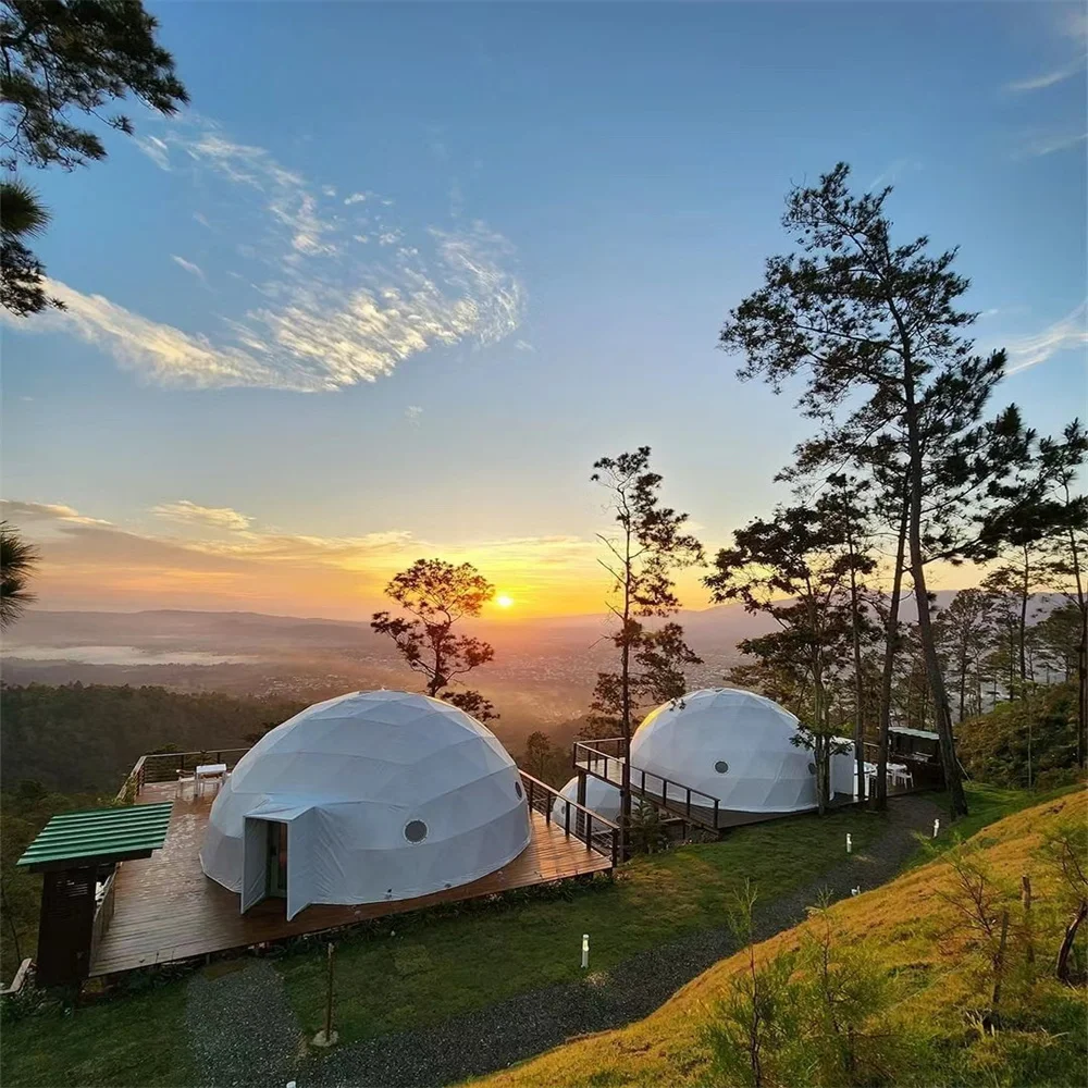 pvc igloo geodesic dome hotel outdoor aluminum structure camping tent hotel luxury dome house glamping round dome tent
