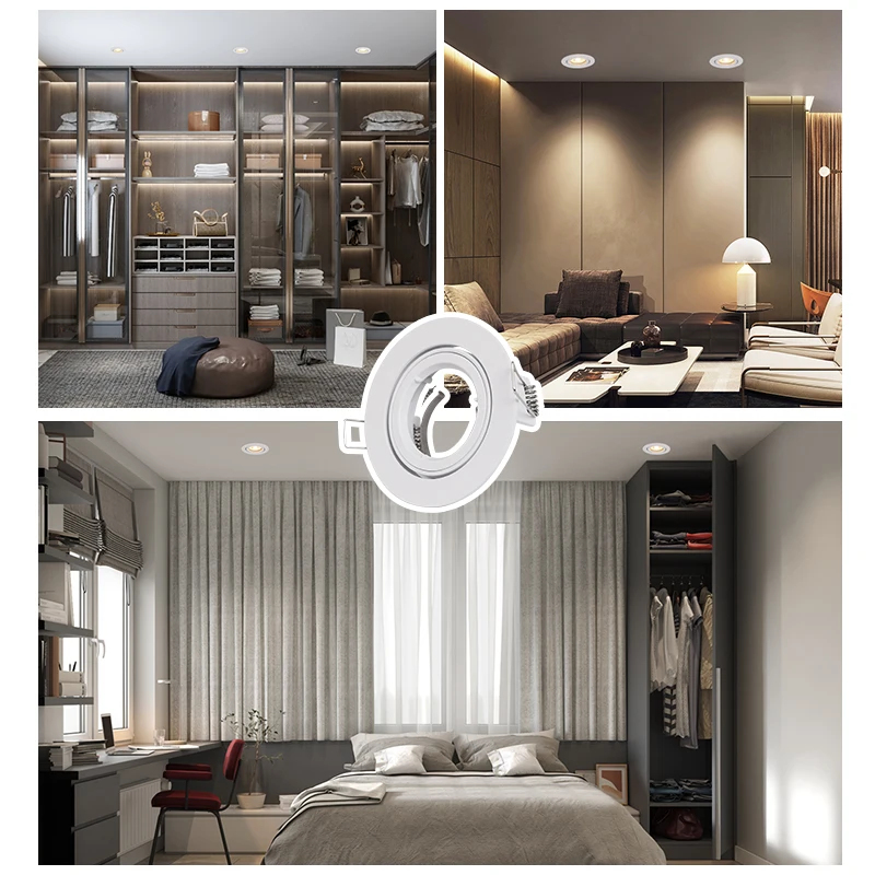 TOSEO Custom Aluminium IP20 Ceiling Fixture Light Adjustable 7w GU10 Recessed Led Lighting Downlight