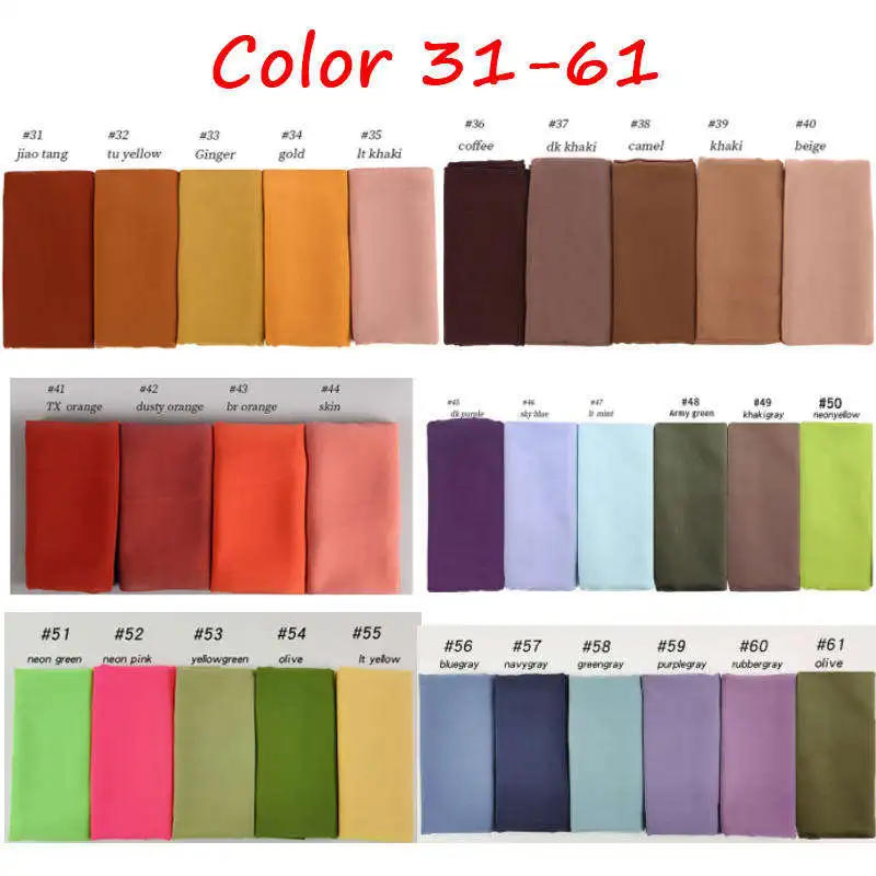 Wholesale 86 Colors High Quality Islamic Shawl Soft Plain Georgette Muslim Hijabs Headscarf Bubble Chiffon Hijab Scarf