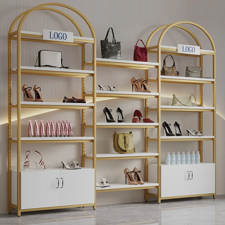 Wholesales price Metal Cosmetics display shelf Bags Shoe display Cabinet Beauty salon multi-layer storage shelving