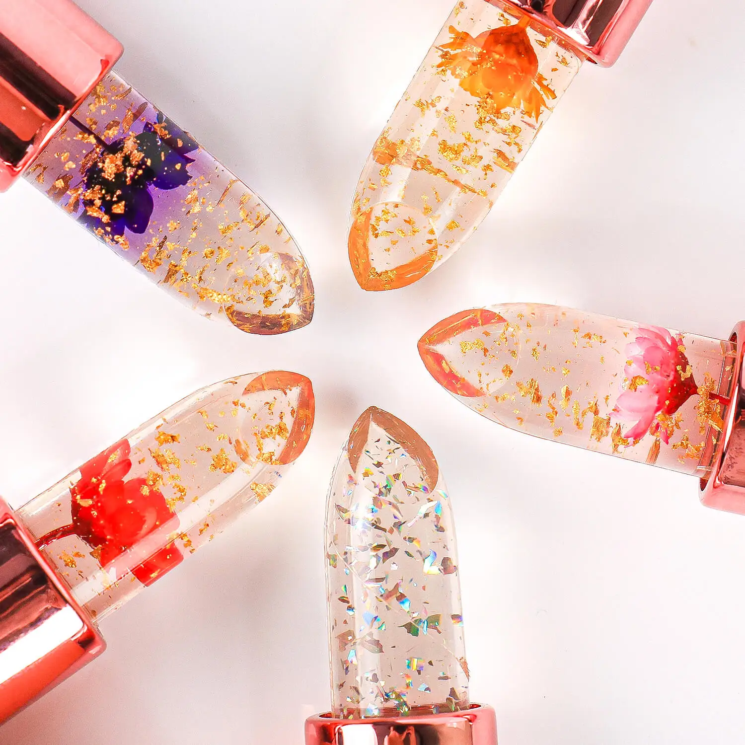 Your Logo Lipstick Crystal Jelly Temperature Color Changing Flower Moisturizer Lips care Lip Balm