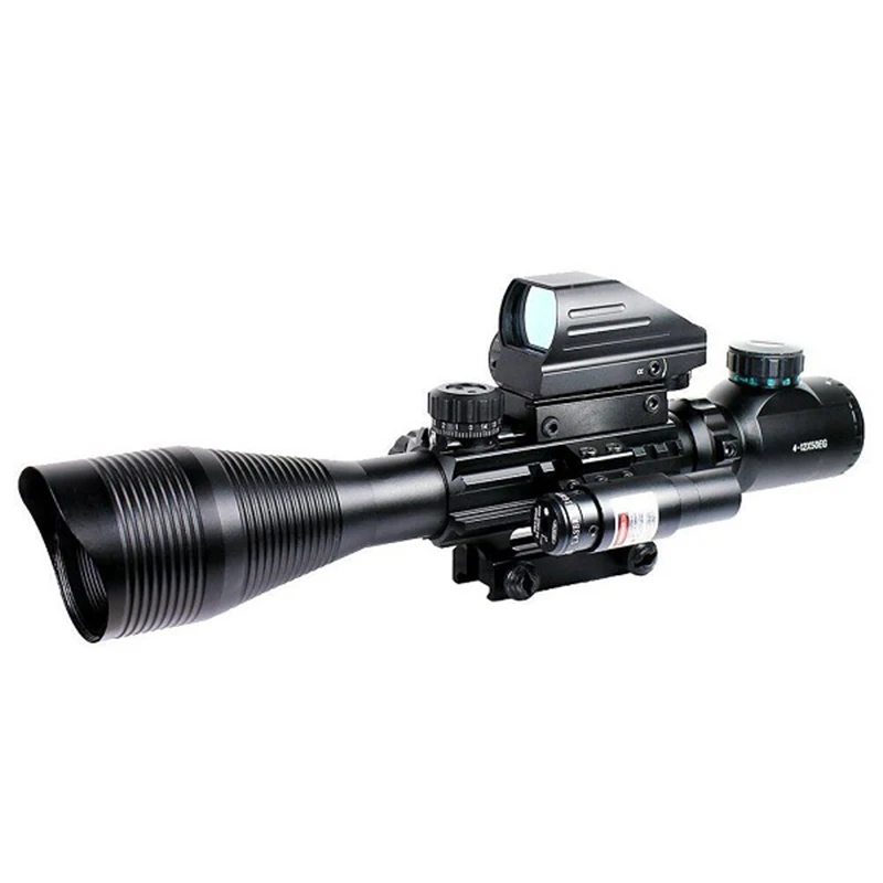 Тактический комбинированный C4-12X50EG двойного освещения зеркальный голографический прицел красный лазерный оптический