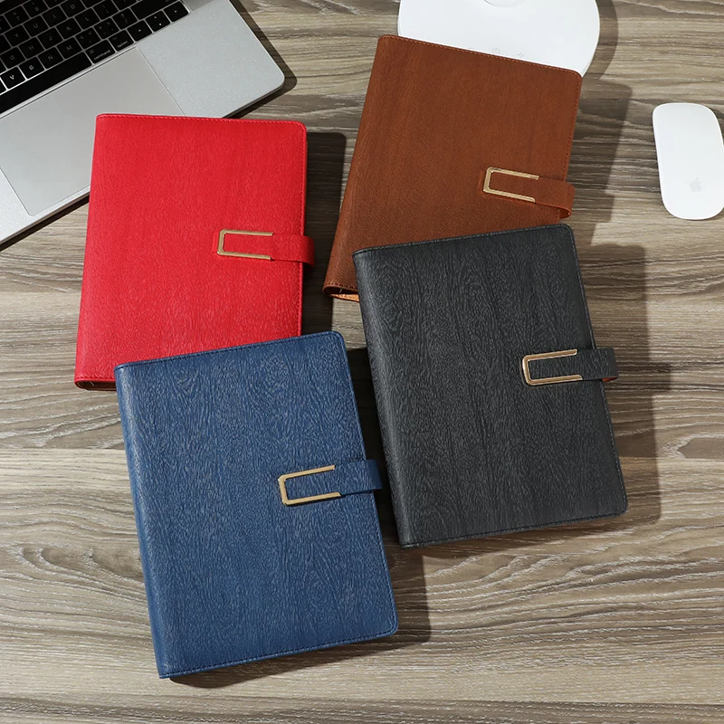 Factory sells luxury PU leather cover loose leaf hole clip notebook A5 in many colors with magnetic buckle