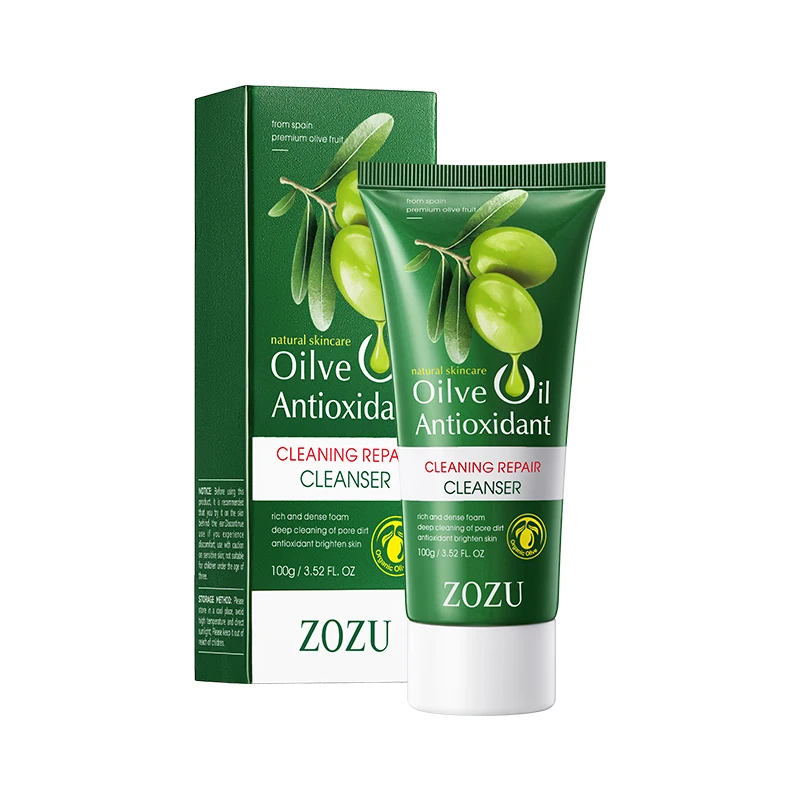 OEM ZOZU Private Label Organic Olives Oil Cleaning Repair Face Wash Oil Control Acne Whitening Moisturize Facial Cleanser
