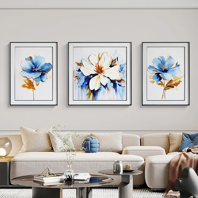Modern Luxury Entrance Decoration Painting Minimalism Abstract Flowers For Living Room Bedroom Aisle Home Goods Decorative Art