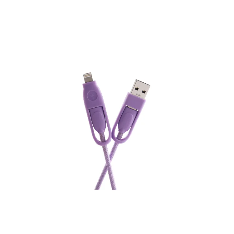 
Free Shipping Custom USB A 2.0 4 in 1 PD Fast Charging Data Cable Nylon Charging Cable for iPhone Charger 