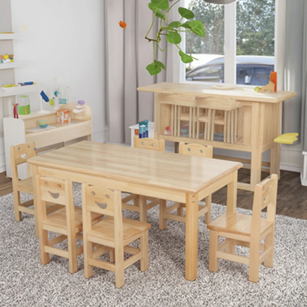 Modern Montessori Daycare Wooden Stable Table and Chair Set for Kids for Preschool Kindergarten  Use