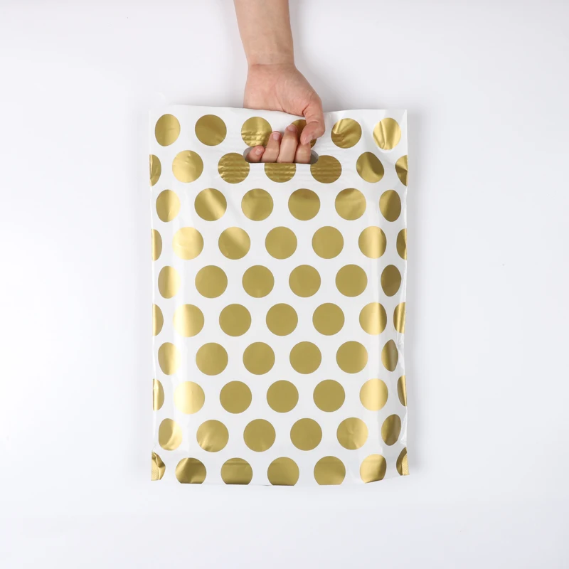 Waterproof Thank You PE Plastic Die Cut Merchandise Packaging Bag Custom Gold Logo Grocery Shopping Plastic Bags for supermarket