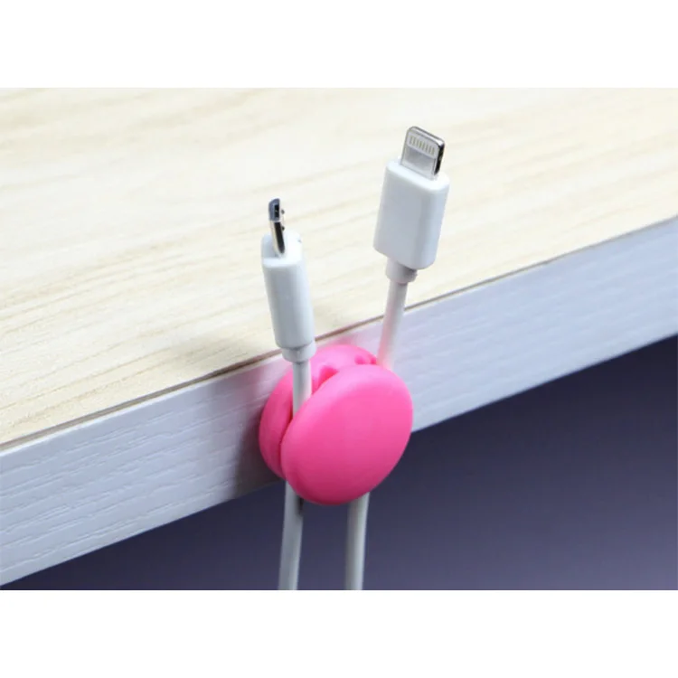 Desk Sticker Macaroon shape cable clips cord Tight Silicone Cable Clip round cable clamp with self adhesive
