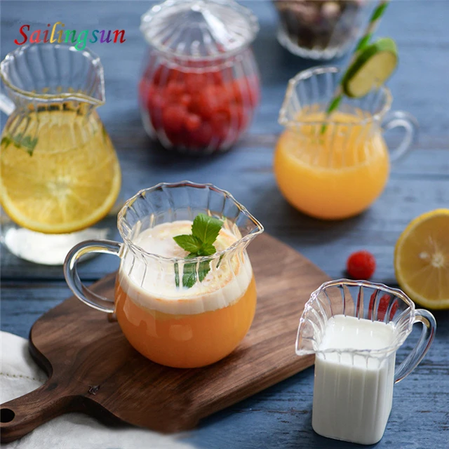 Dishwasher safe stripe fancy handle thermo glass hot juice coffee mug