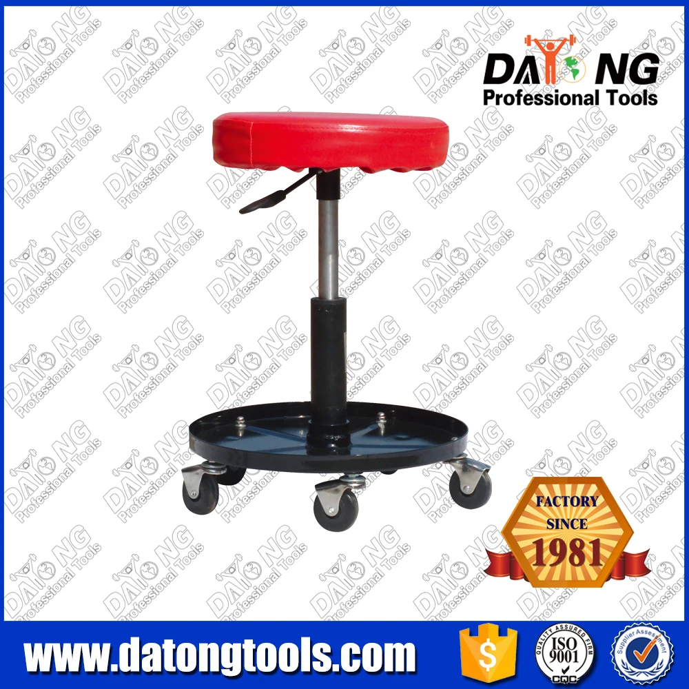 Pneumatic Car Repair Ajustable Creeper Seat Workshop Round Stool Creeper Seat with Additional Tool Tray
