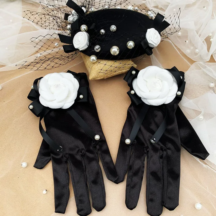 New French Style Elegant Fancy Wedding Bride Photo Headdress Hanfu Cheongsam Retro Ladies Black Mesh Small Formaler Hat Women