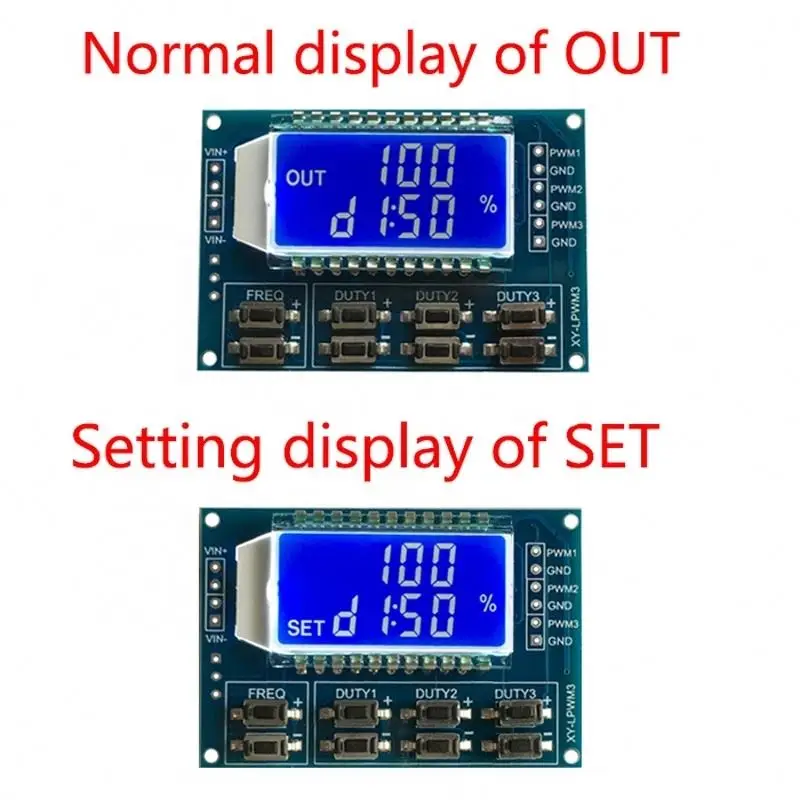 XY-LPWM3 DC3.3-30V 3 Channel Frequency 1Hz-150KHz Duty Cycle 0 -100 Adjustable Meter PWM Signal Generator with LCD Display Meter