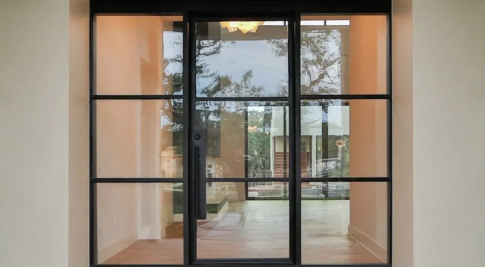 Popular customized wrought iron glass door interior screen hinged french style glass room door