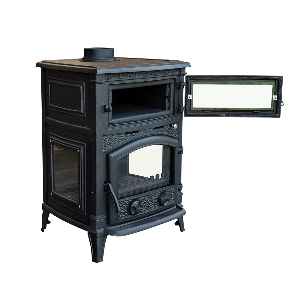 China Stove Factory wood burning cast iron stove with oven wood stove indoor heating villa