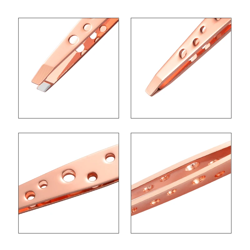 Eyebrow Extension Tweezers Rose Gold Stainless Steel Eyebrow Hair Removal Beauty Slanted Plucker Tweezers