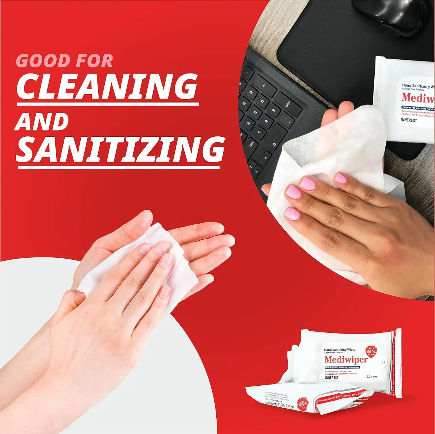 Wholesale Refreshing Wet Wipes Alcohol-Free Hand Wipes Sanitizer Wet Tissue Household Disinfecting Wipes for All Purpose