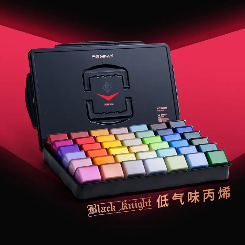 MIYA HIMI 60ML/42COLORS JELLY CUP BLACK KNIGHT ACRYLIC PAINT SET, BLACK CASE