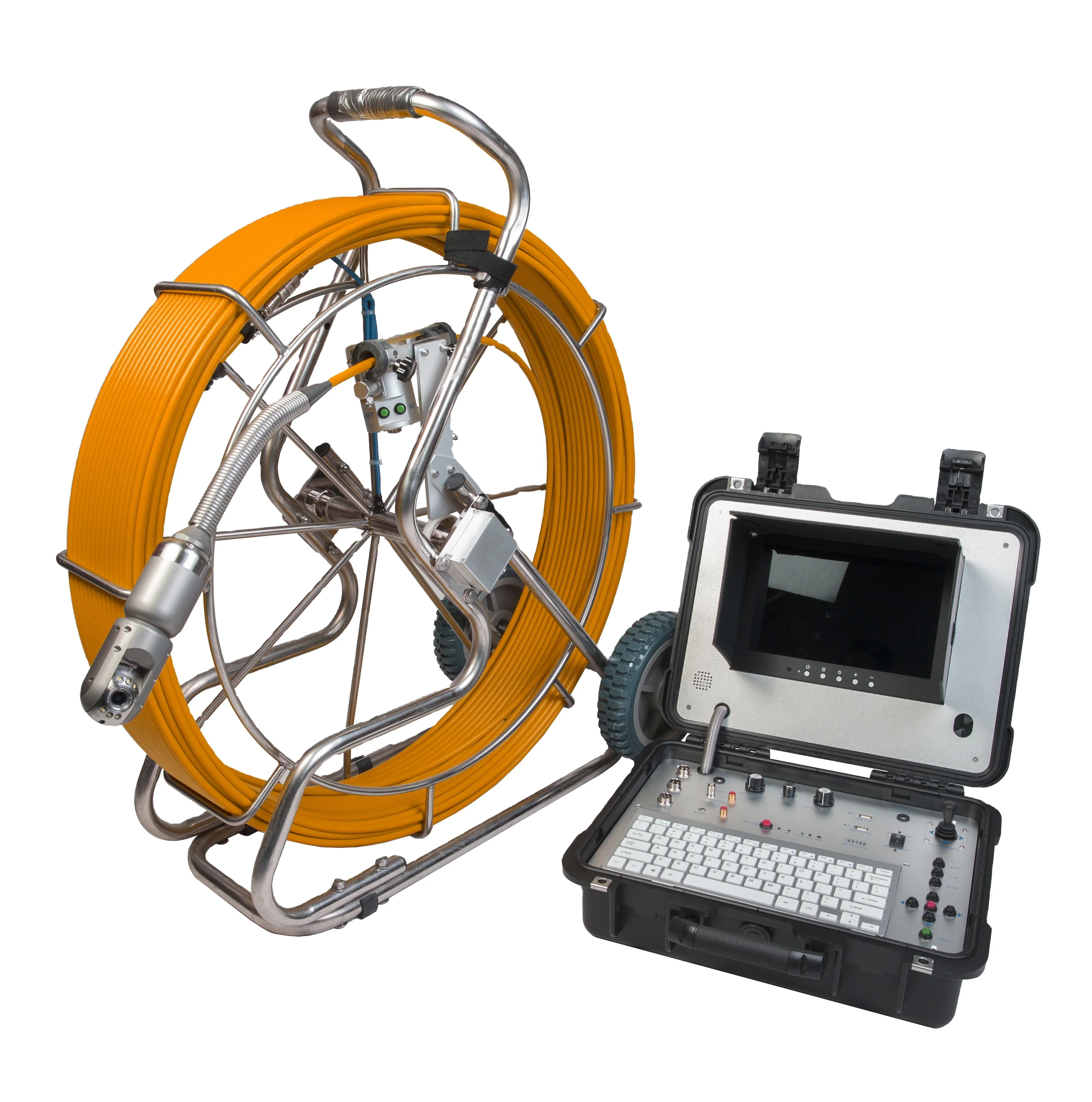 Vicam Waterproof 50mm Pan tilt Sewer inspection camera 10 inch HD screen borescope inspection camera 60m to 150m inspect cameras