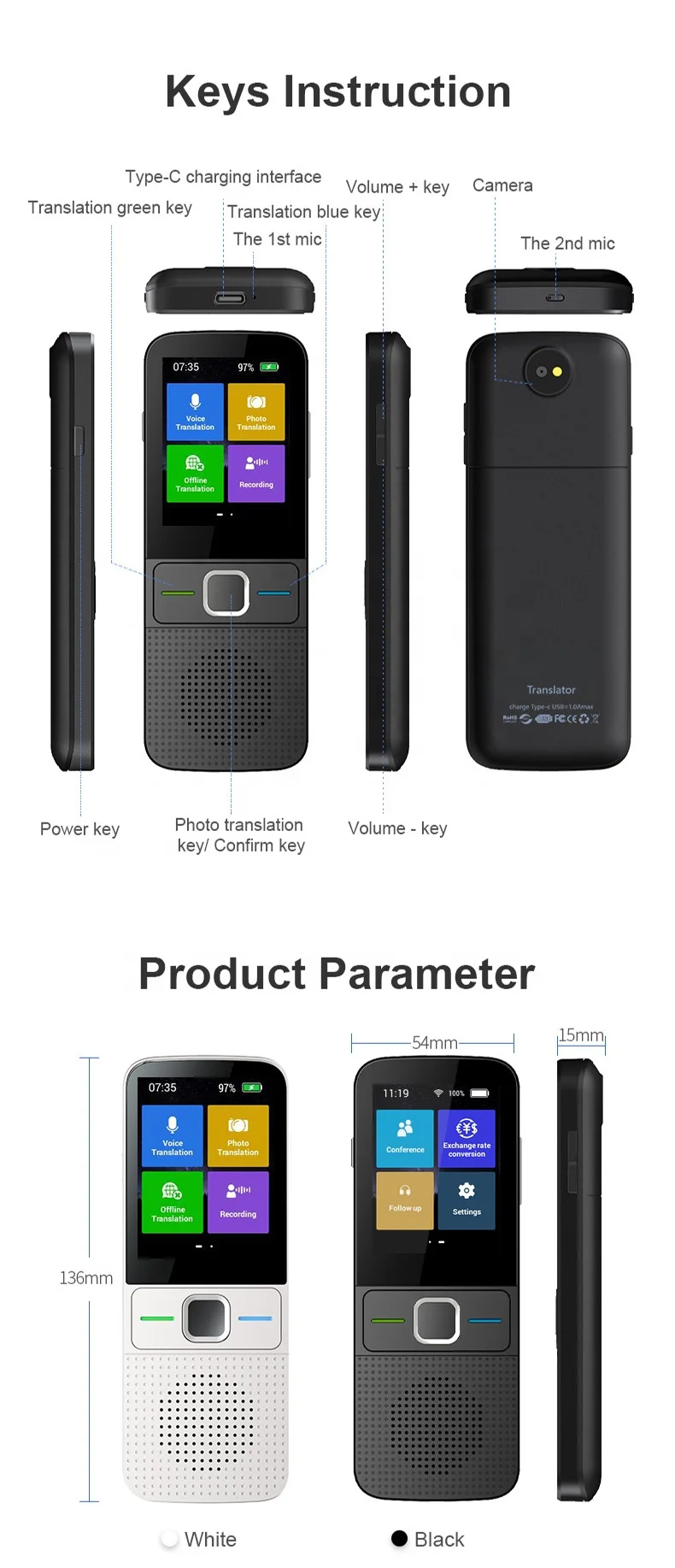 Voice Translator Japanese Korean Russian German Offline Translation Pen Business English Speaking Learning Translator