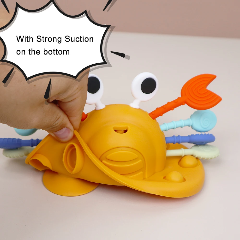 Custom Press Finger Baby Teething Sensory Kids Toys Educational Learning Baby Silicone Pull String Toys