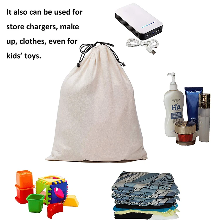 Wholesale breathable dust-proof storage pouch cotton bag with drawstring
