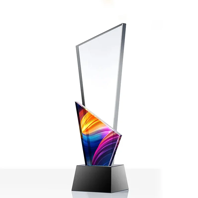 High quality futbol sports trofeos customised sublimation plexiglass crystal trophy