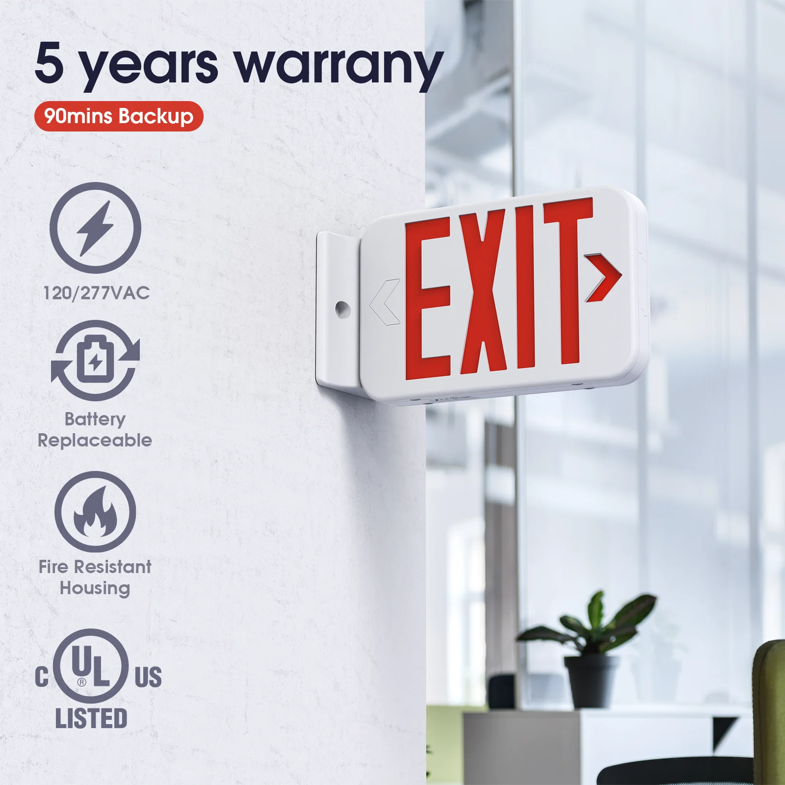 2024 Hot Selling Red/Green Letter ABS Plastic LED Emergency Exit Sign Led Light For USA Market