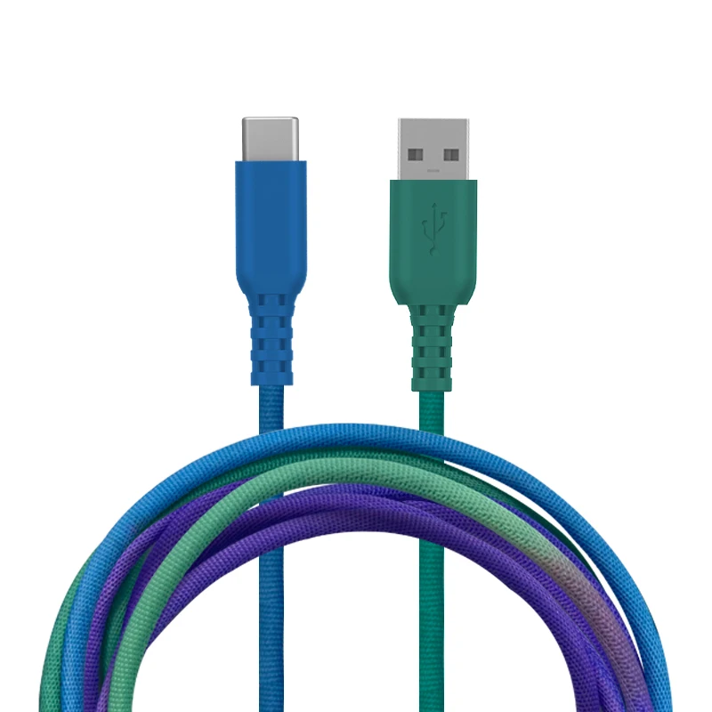 New Release Wholesale Fast Charging Rainbow Ribbon Usb Cable Type C Data Cable