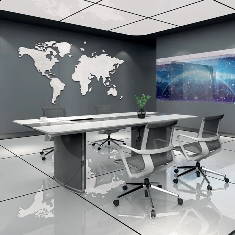 Design Boardroom Furniture Office Business  Room Table and Chair Luxury Wood and Leather Customize Craft Paint Conference desk