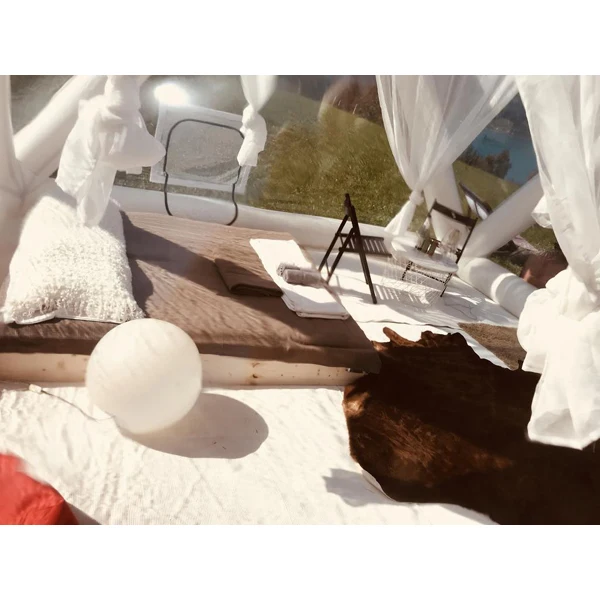 5x4m outdoor portable clear pvc inflatable camping tent with airtight frame for family tours or camps