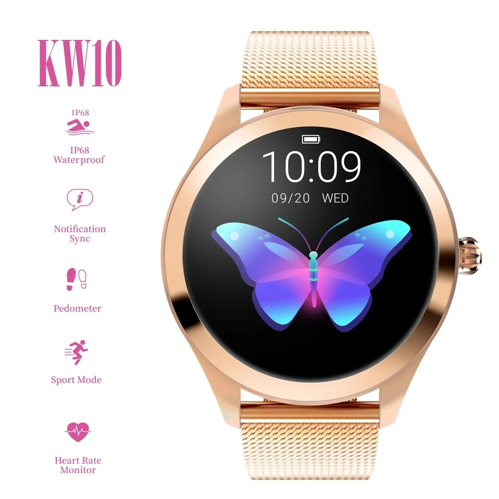  KW10 Smart Watch Women 2021 IP68 Waterproof Heart Rate Monitoring smart watch For Android IOS Fitness Bracelet