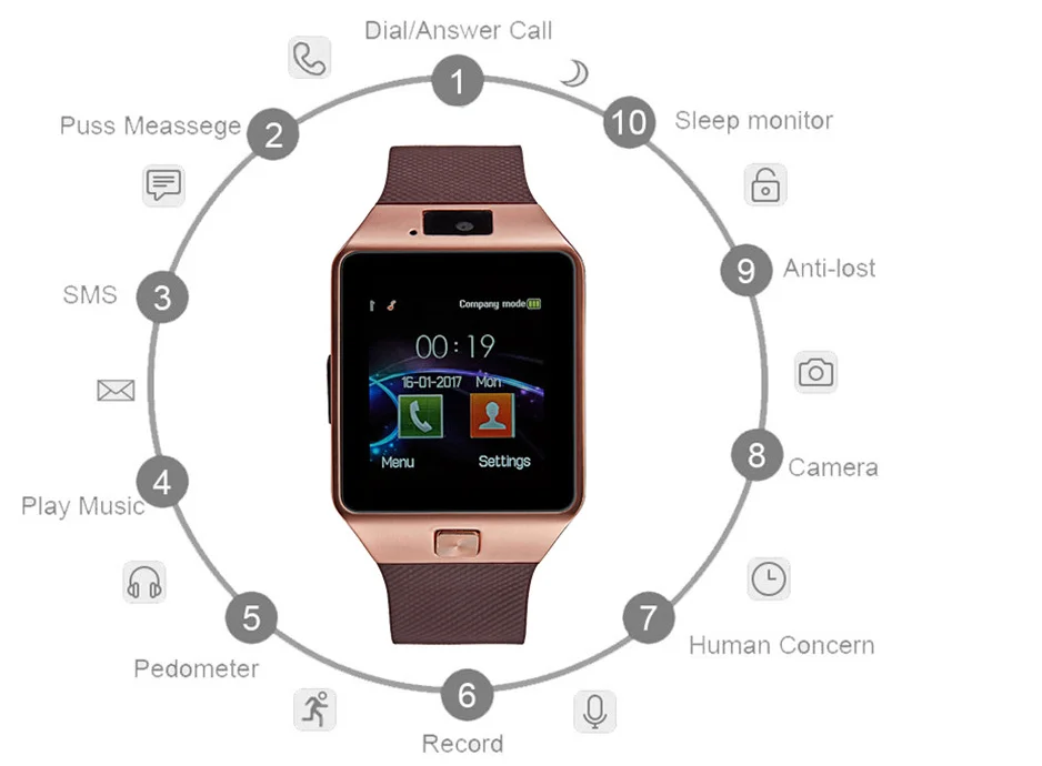 DZ09 Sim Card Smartwatch Men Touch Screen Android Phone Call Camera reloj inteligente montre BT DZ09 Smart Watch