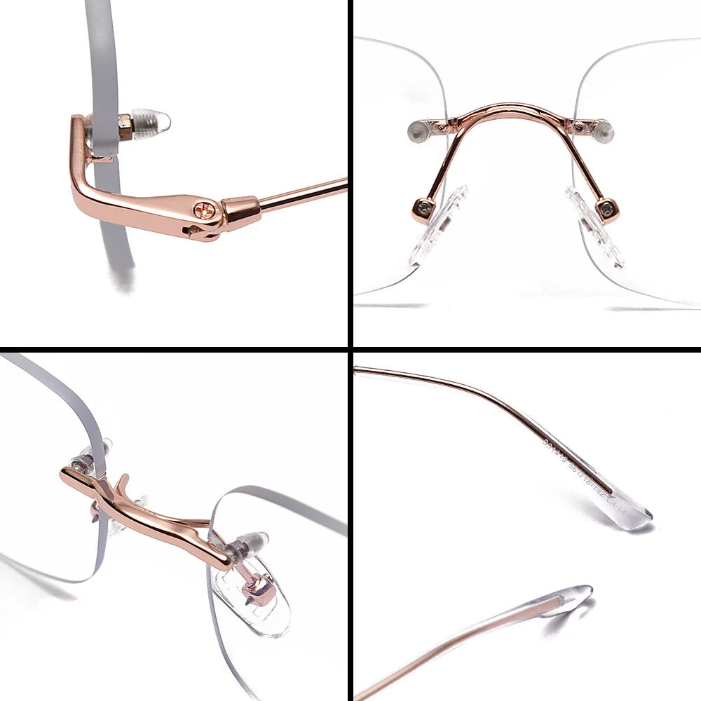 wholesale custom logo printer hot sale metal rimless optical frames eyeglasses