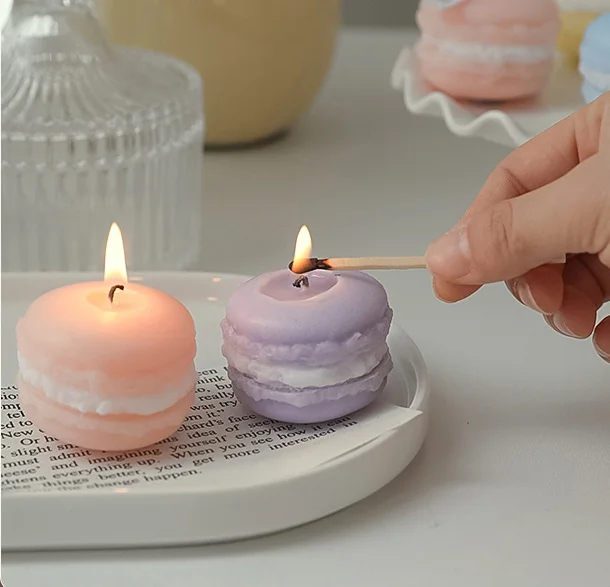 Hot Selling Paraffin Wax Cute Macaron Candle Handmade Candles Fragrance Scented Candles