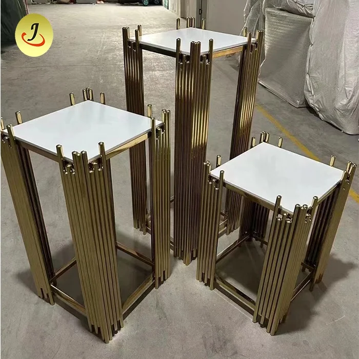 party rental used square stainless steel plinth cake table flower stand pedestal for wedding decoration