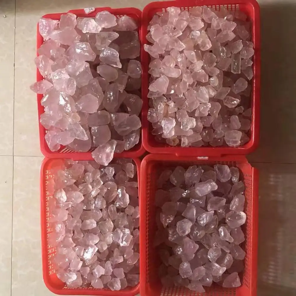 
Wholesale Crystal Gravel Rose Pink Crystal Specimen Raw Rough Quartz Rose Crystal 