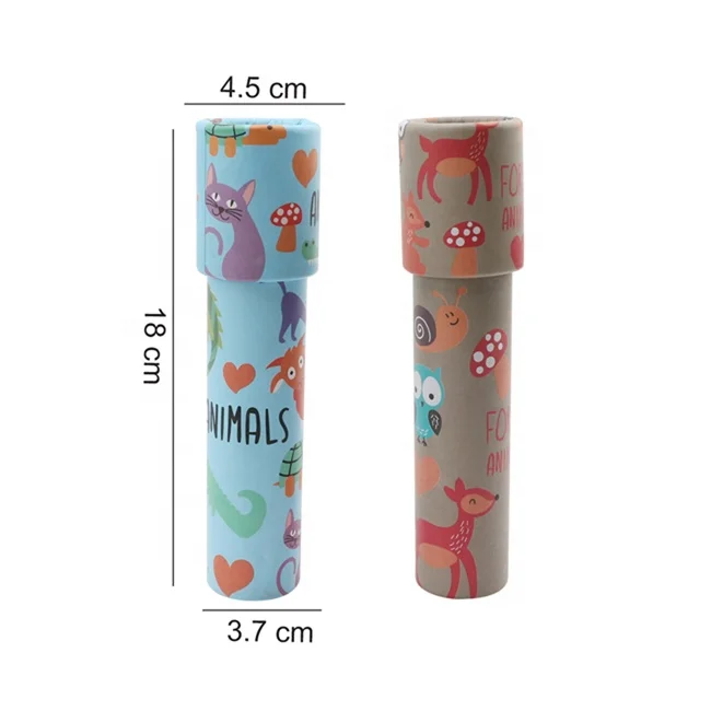 2 styles kaleidoscopes cartoon pattern glass lense plastic bag packing kaleidoscope for kids
