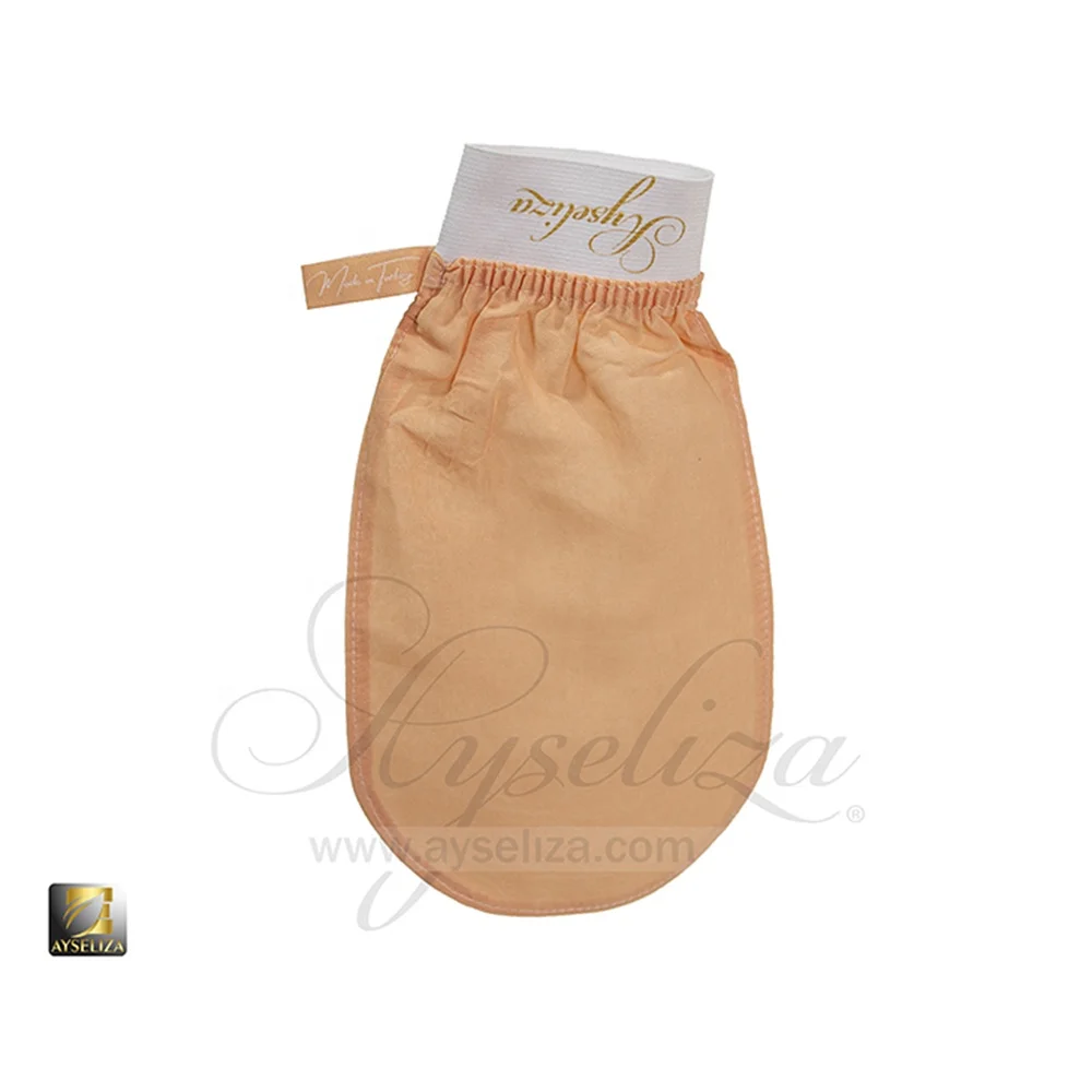 Ayseliza Pink Silk Turkish Exfoliating Mitt Eco Certified Bath Scrubber Body Scrubber Glove to Remove Dead Skin Fake Tan Acnes