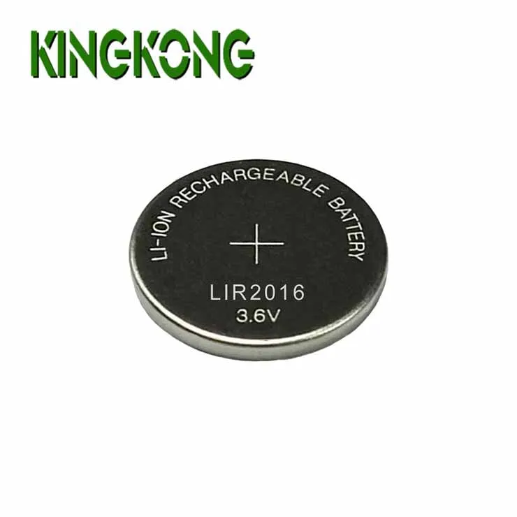 Kingkong Brand Hot selling LIR2016 3.6V 18mAh  Lithium Li-ion rechargeable button cell battery