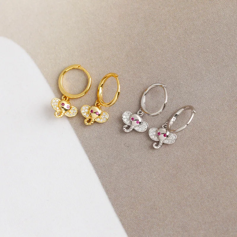  Hot sale 925 sterling silver Cz diamond 18k gold plated light luxury cute animal elephant pendant fashion